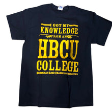 Load image into Gallery viewer, HBCU I Got My Knowledge From A HBCU College Navy &amp; Gold Tee
