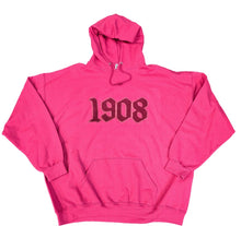 Load image into Gallery viewer, AKA Embroidered Chenille Hot Pink 1908 Hoodie
