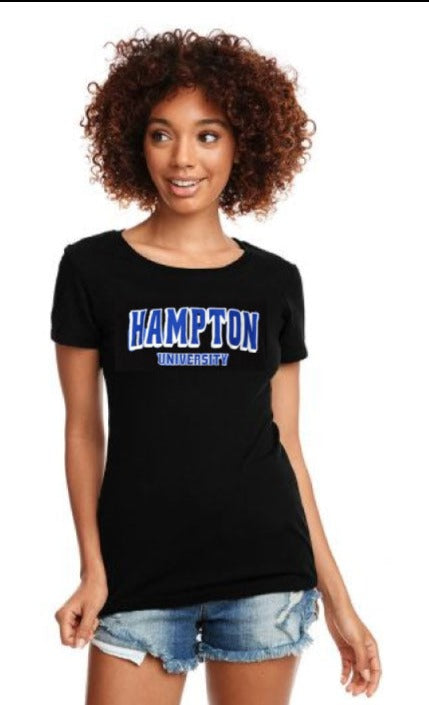 Hampton University  Embroidered Ladies Cut  T-shirt