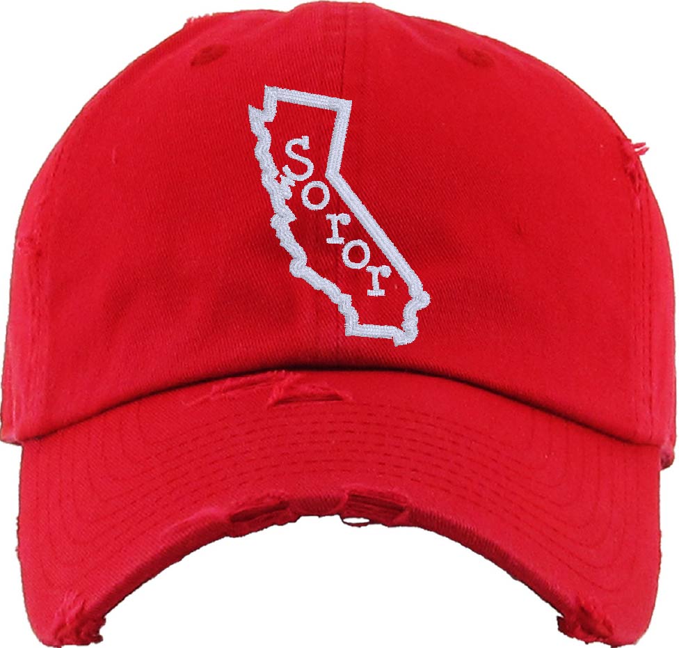 DST YOUR STATE "Soror" Cotton Distressed Cap