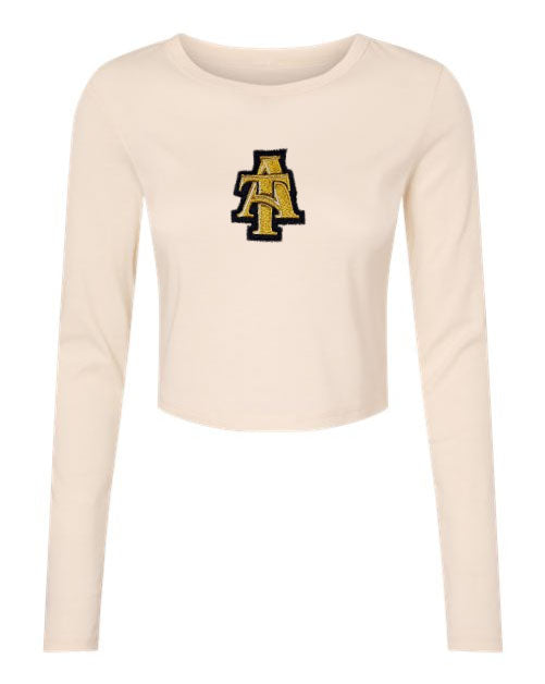 NC A&T Interlocking A and T LS Crop Top