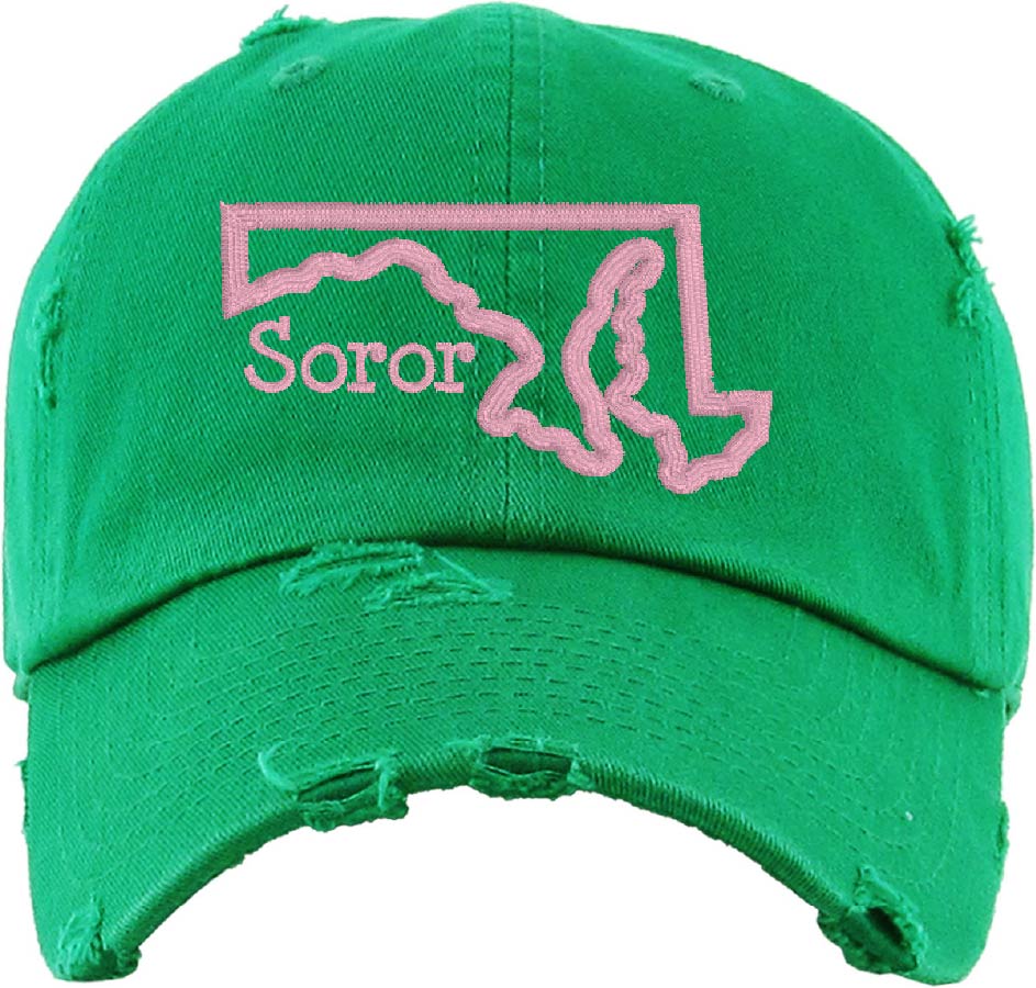 AKA YOUR STATE "Soror" Cotton Distressed Cap