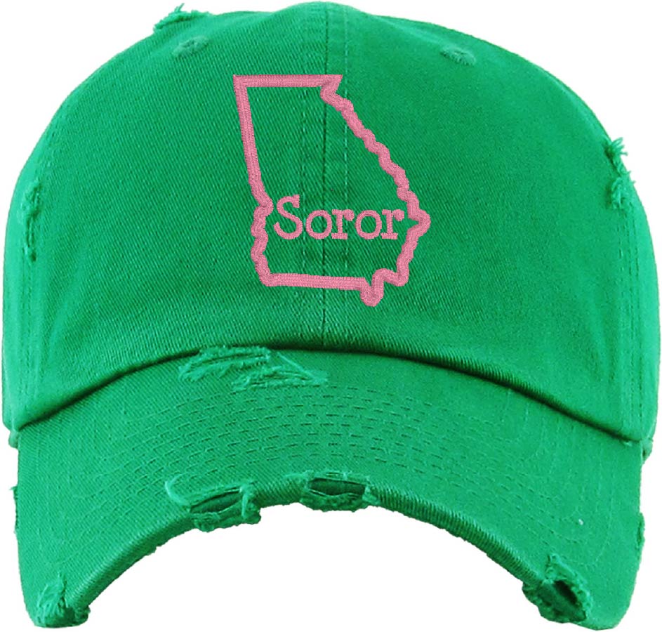 AKA YOUR STATE "Soror" Cotton Distressed Cap