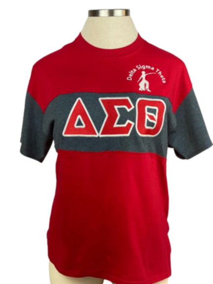 Delta Sigma Theta Red/Grey Color Block Tee