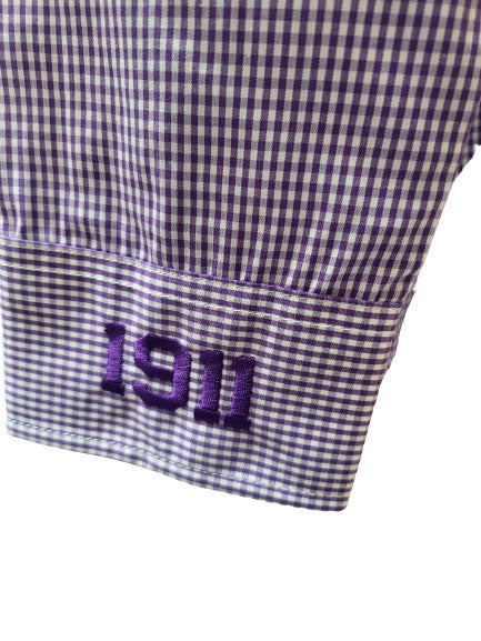 Omega Psi Phi Purple Gingham Shirt