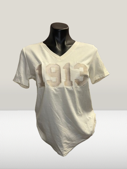 Delta Sigma Theta 1913 Cream V-Neck T-Shirt