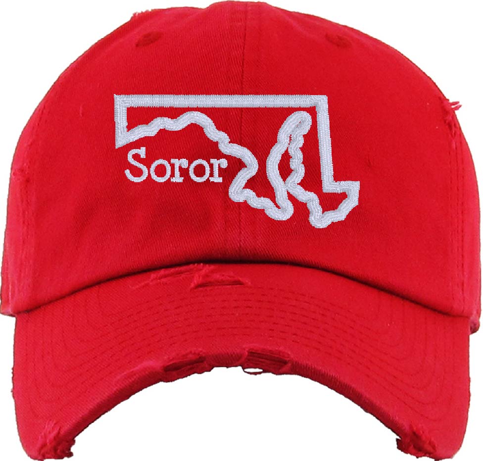 DST YOUR STATE "Soror" Cotton Distressed Cap