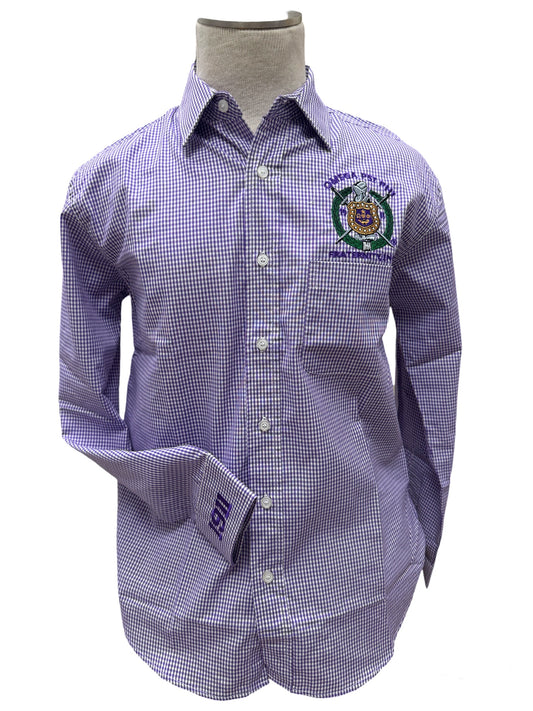 Omega Psi Phi Purple Gingham Shirt