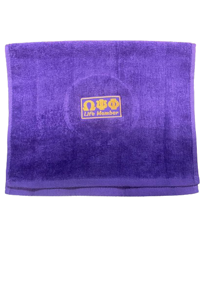 Omega Psi Phi Purple "Life Member" Hand Towel