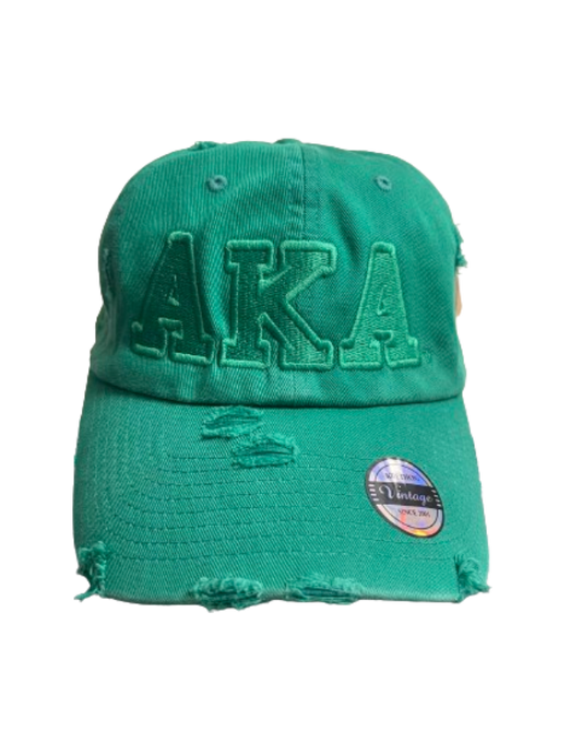 AKA Green on Green Distressed Adjustable Cap