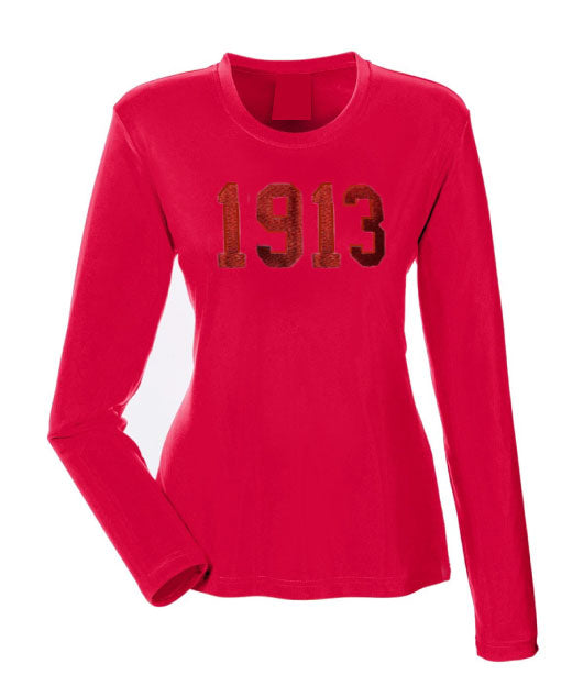 ΔΣΘ 1913 Tone on Tone Embroidered Long Sleeve Shirt