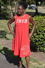 Load image into Gallery viewer, 1913 Delta Sigma Theta Elephant Embroidered Sleeveless swing Dress

