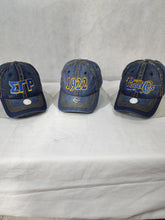 Load image into Gallery viewer, Pretty Poodles Sigma Gamma Rho Denim with Gold Stitch Cap
