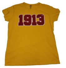 Load image into Gallery viewer, DST 1913 Chenille Embroidered Tee (Red, Black, White, Creme, Yellow)
