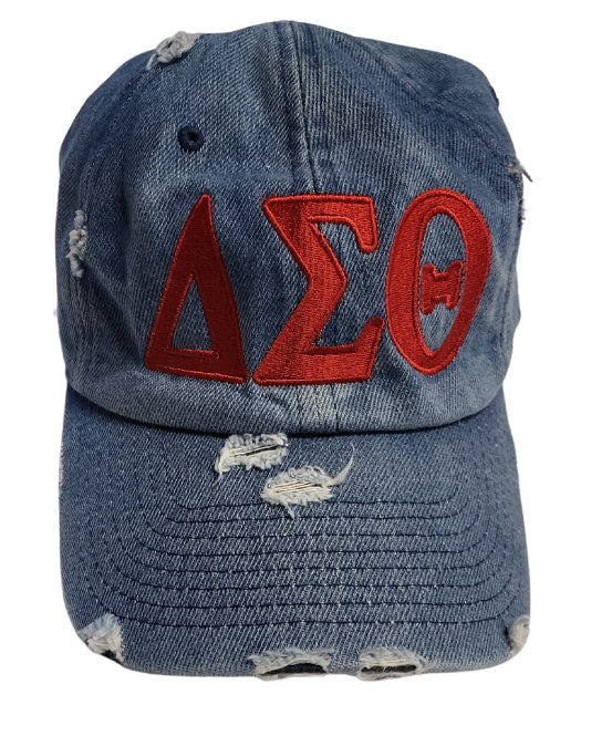Delta Sigma Theta Distressed Denim Cap