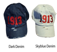 Load image into Gallery viewer, Delta Sigma Theta 1913 Distressed Denim Cap Style 02
