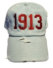 Load image into Gallery viewer, Delta Sigma Theta 1913 Distressed Denim Cap Style 02
