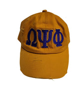 Load image into Gallery viewer, Omega Psi Phi Old Gold Distressed Cap
