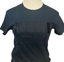 Load image into Gallery viewer, Howard University Embroidered Black on Black T-shirt
