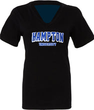 Load image into Gallery viewer, Hampton University  Embroidered Ladies Cut V-Neck T-shirt
