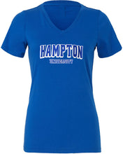 Load image into Gallery viewer, Hampton University  Embroidered Ladies Cut V-Neck T-shirt
