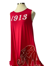 Load image into Gallery viewer, 1913 Delta Sigma Theta Elephant Embroidered Sleeveless swing Dress
