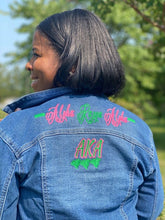 Load image into Gallery viewer, Alpha Kappa Alpha Embroidered Denim Jacket
