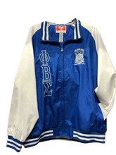 Load image into Gallery viewer, ΦΒΣ | Light Embroidered Varsity Windbreaker Jacket
