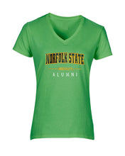 Load image into Gallery viewer, Norfolk State University Embroidered Ladies Fit V-neck T-shirt
