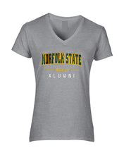 Load image into Gallery viewer, Norfolk State University Embroidered Ladies Fit V-neck T-shirt
