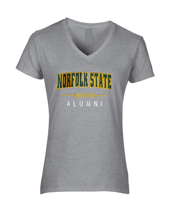 Norfolk State University Embroidered Ladies Fit V-neck T-shirt