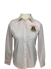 Load image into Gallery viewer, AKA Embroidered Light Pink Gingham Button Down
