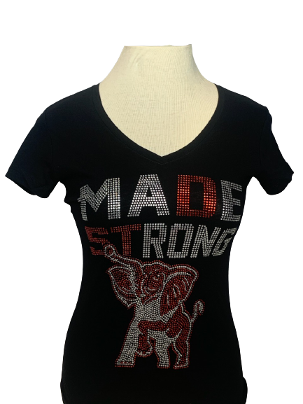 ΔΣΘ DST Made Strong V-Neck Rhinestone Tee