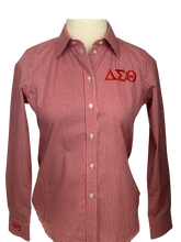 Load image into Gallery viewer, ΔΣΘ Red Embroidered Gingham Blouse
