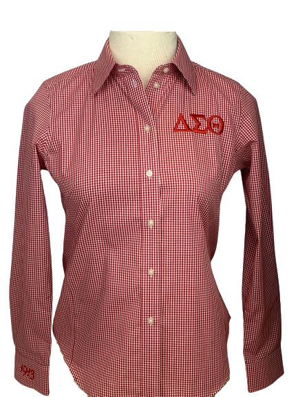 ΔΣΘ Red Embroidered Gingham Blouse