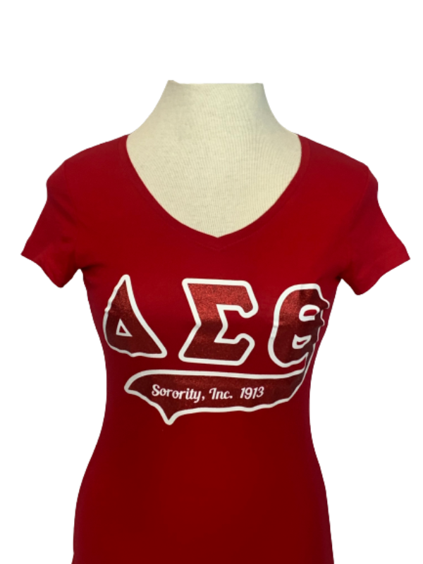 ΔΣΘ V-Neck Glitter Tee