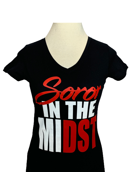 ΔΣΘ Soror in the MiDST V-Neck Screen printed Tee