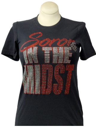 DST Soror in the MiDST Rhinestone Fitted Tee