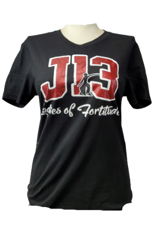 DST J-13 Glitter Tee V-Neck Black