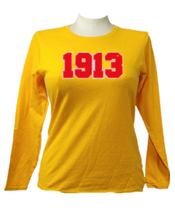 DST 1913 Chenille Gold Ladies Long Sleeve Tee