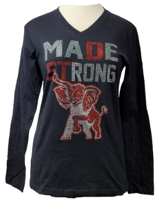 ΔΣΘ DST Made Strong V-Neck Rhinestone Tee